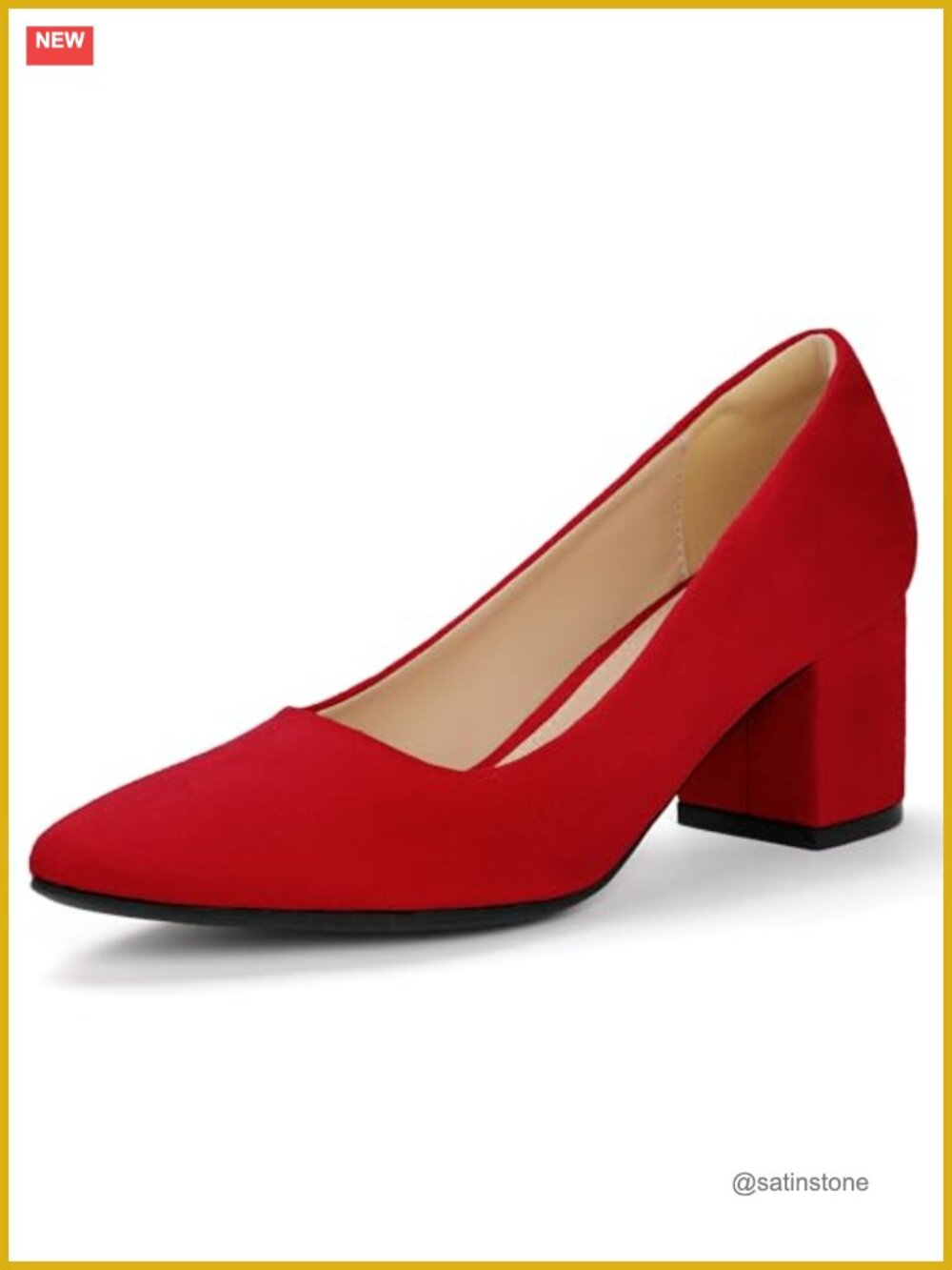 IDIFU Women's Pumps Closed Pointed Toe Low Chunky Block Heels 2 inch Dress Shoes